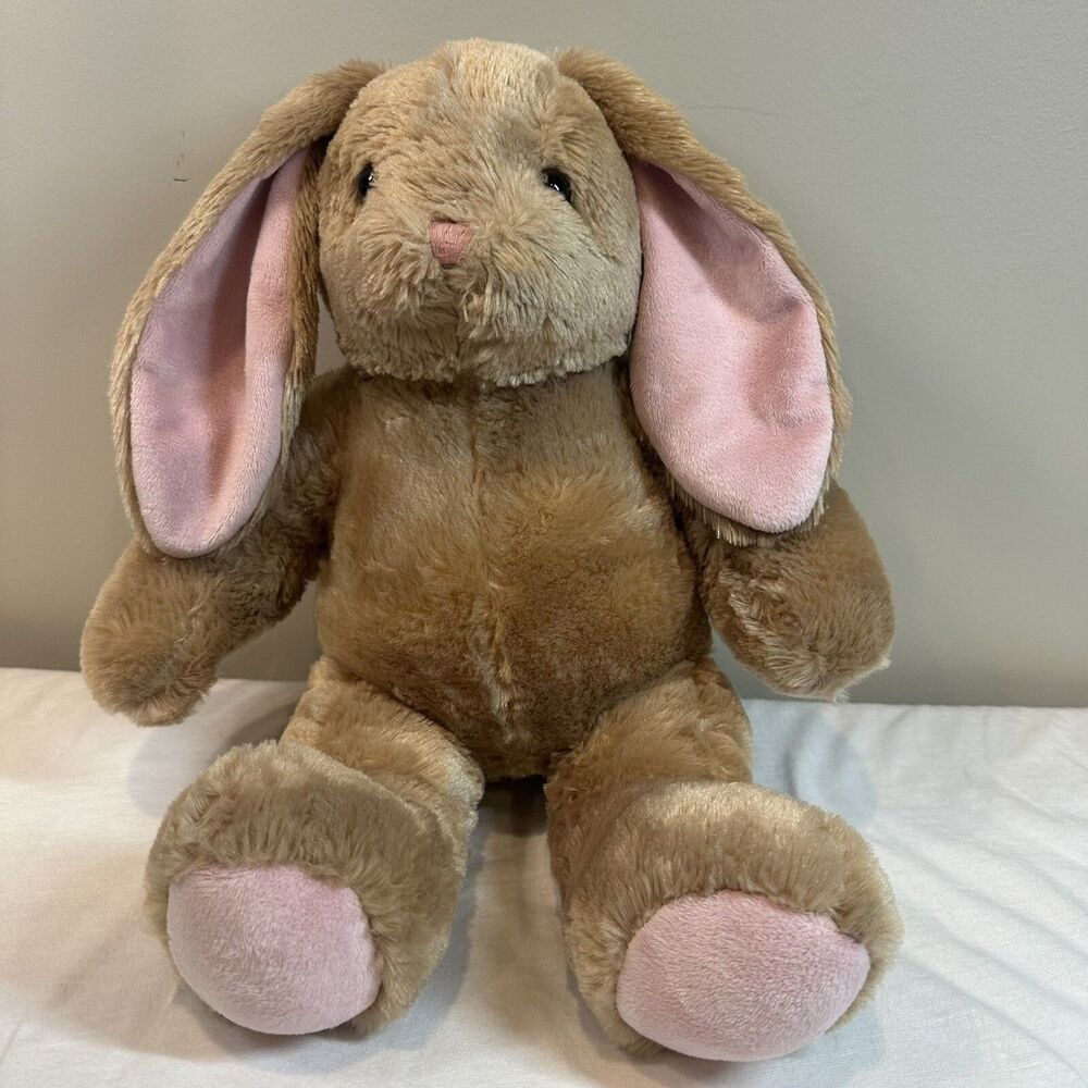 Build-A-Bear Workshop Brown Tan Pink Easter Bunny Rabbit Plush Stuffed animal